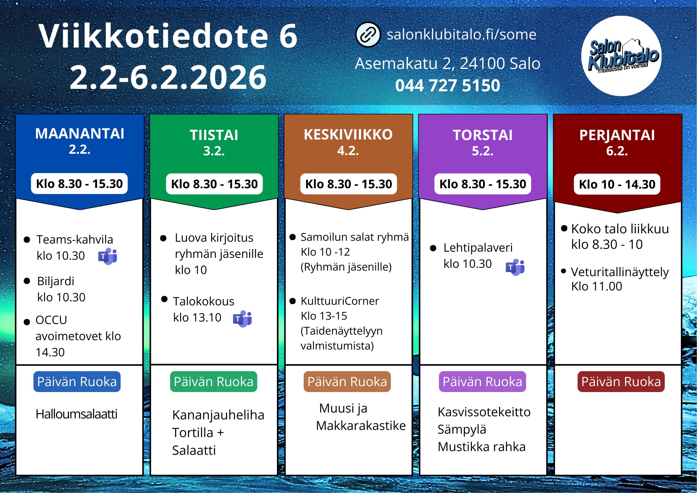 Etusivu • Salon Klubitalo 1 30.01.2026