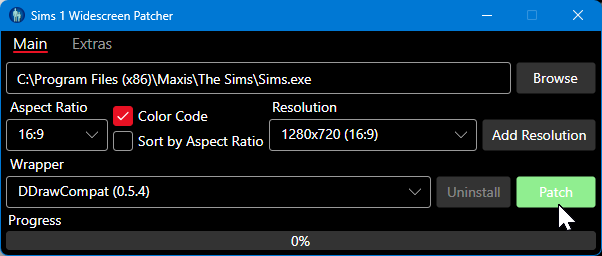 The Sims 1 laajakuvana Windows 11:llä – Kattava asennusopas 12 Sims1WidescreenPatcher jBk8WL4PlP